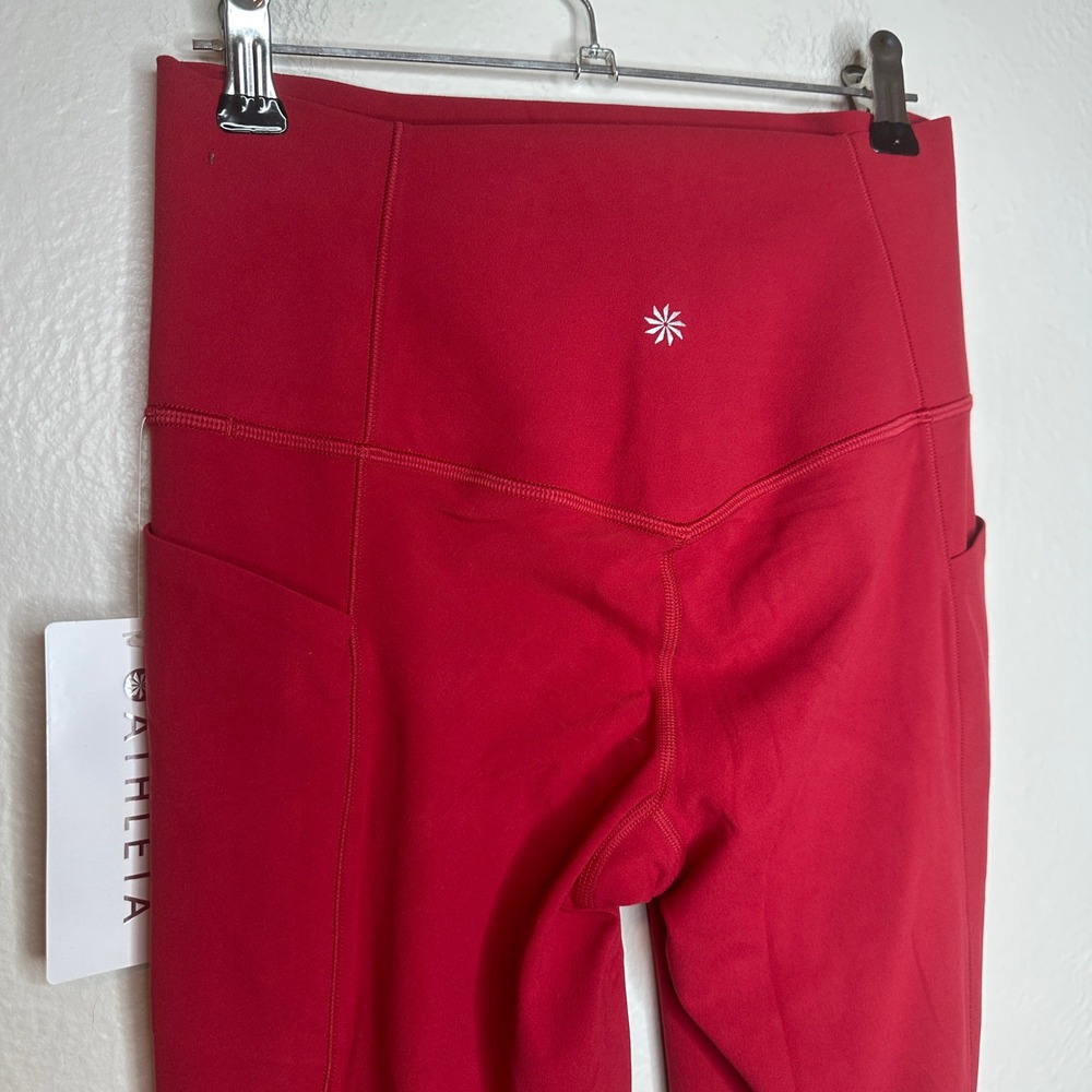 Athleta Salutation Stash Tight Red High Rise Yoga Leggings Powervita Small NWT - Picture 6 of 10